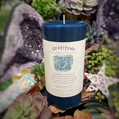 Reiki Herbal Pillar Candle - Gratitude Meditation Tools