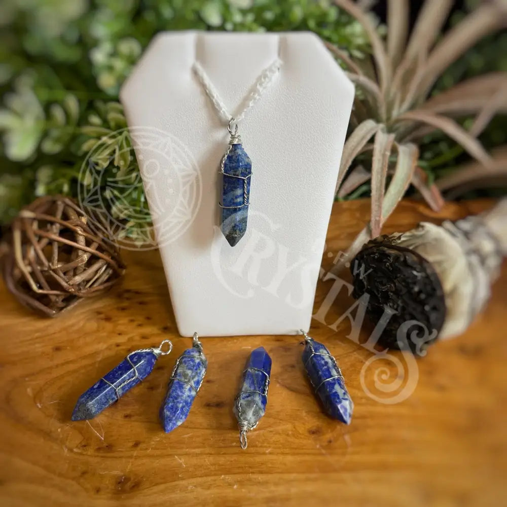 Pendant - Wire Wrapped Points Lapis Lazuli Jewelry