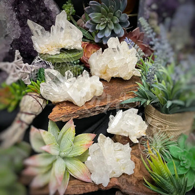 Lemurian Quartz - Multiple Size Crystals Cluster