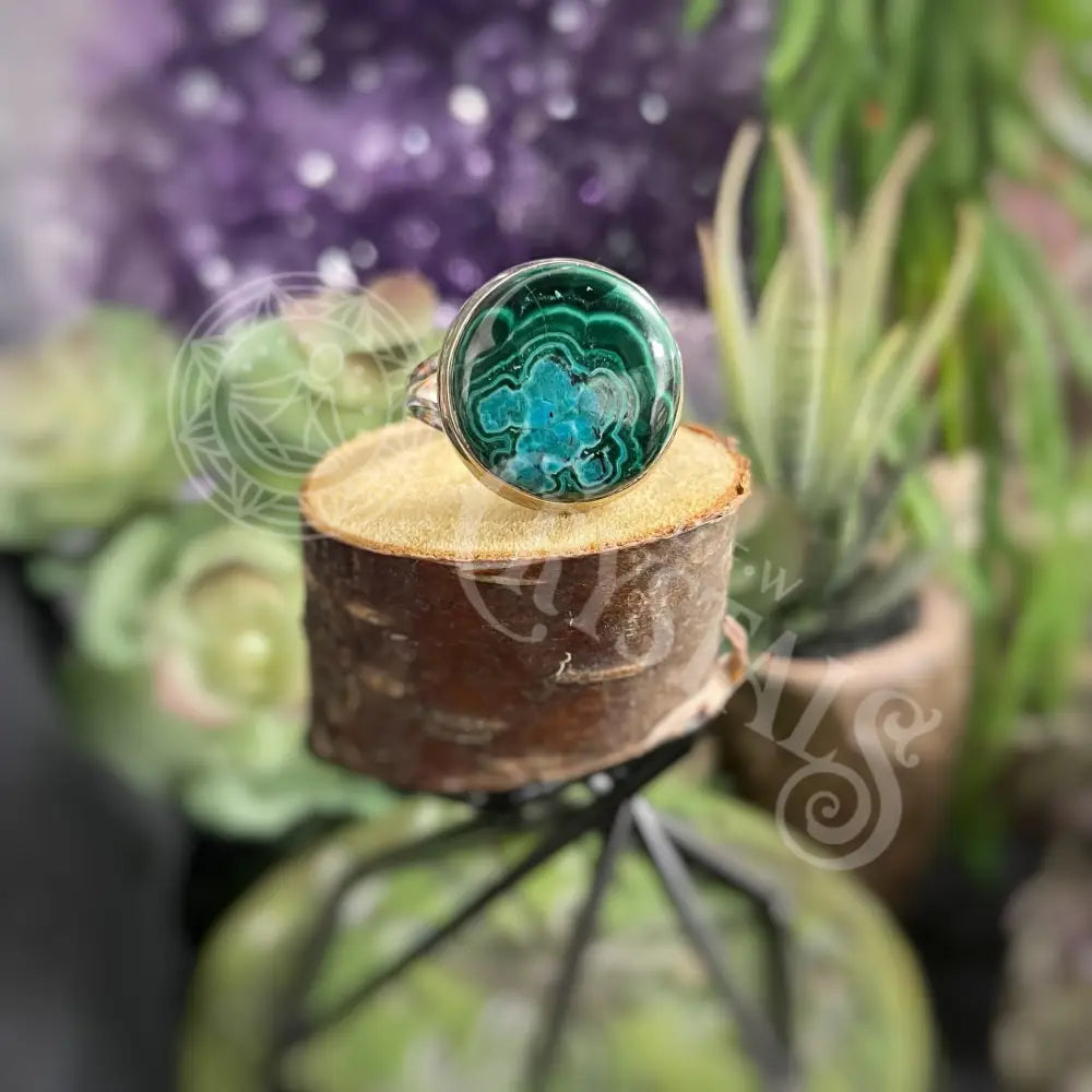 Ring - Malachite In Chrysocolla Multiple Sizes H11 Jewelry