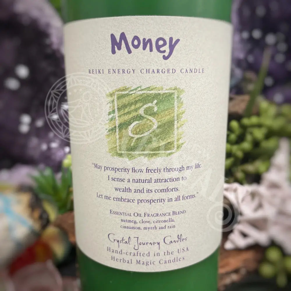 Reiki Herbal Pillar Candle - Money Meditation Tools