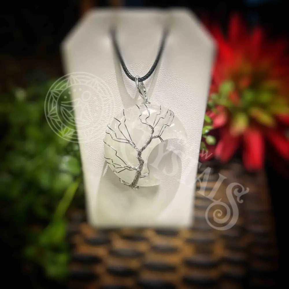 Moon - Multi Choice Necklace Wire Wrapped Tree Of Life Tol Quartz Jewelry With Pendant