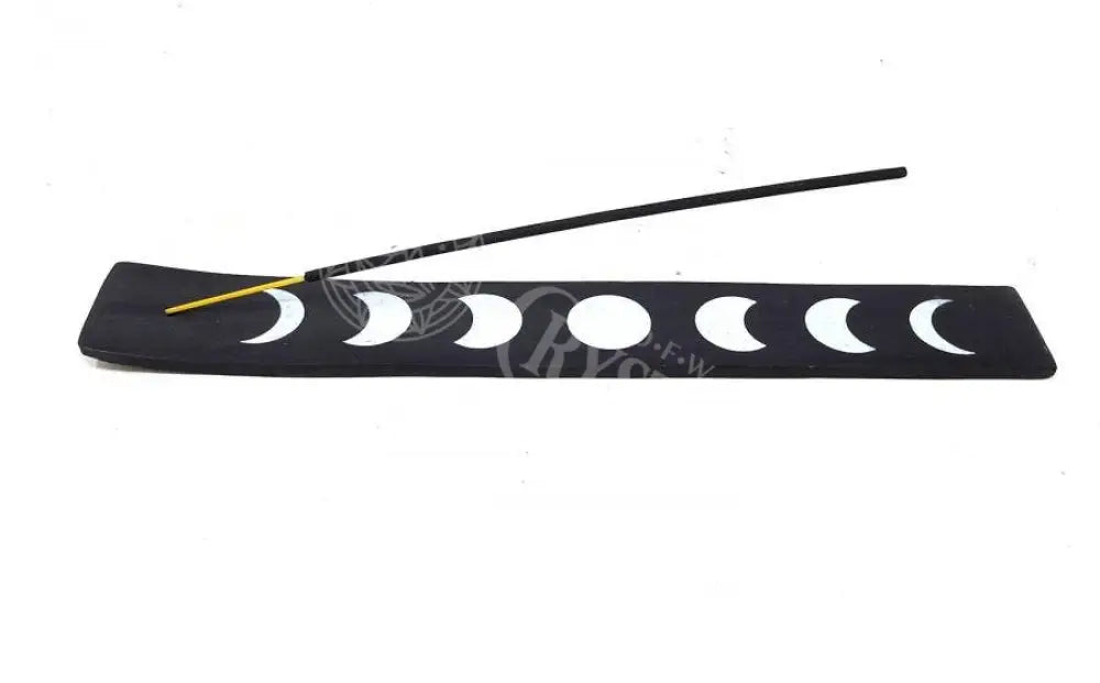 Moon Phase Black Wood Ash Catcher 10’’L Incense - Accessories