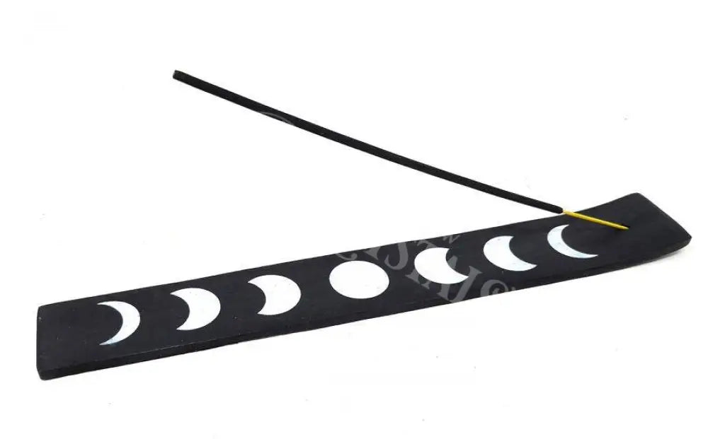 Moon Phase Black Wood Ash Catcher 10’’L Incense - Accessories