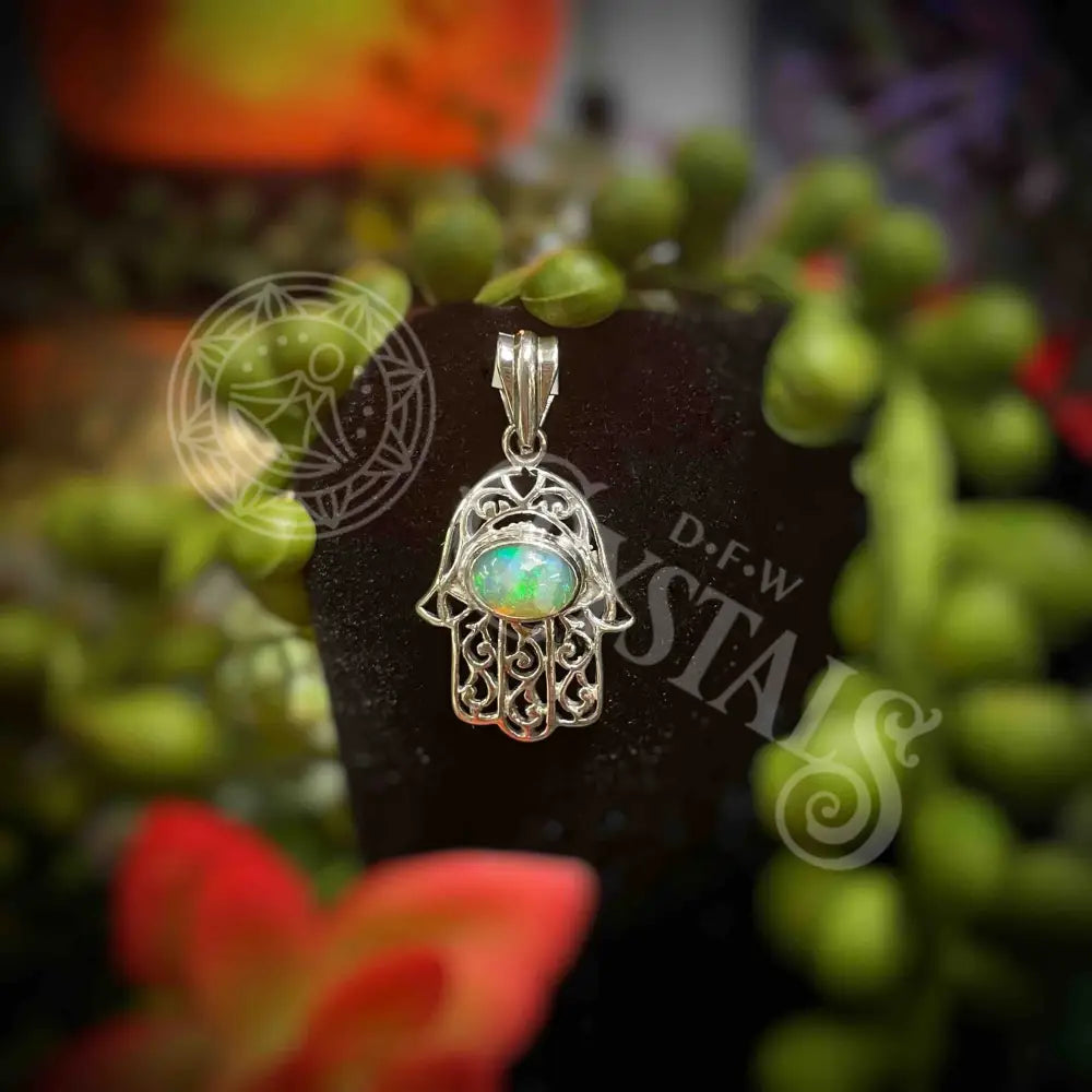 Opal Hamsa - Pendant Jewelry Necklace With