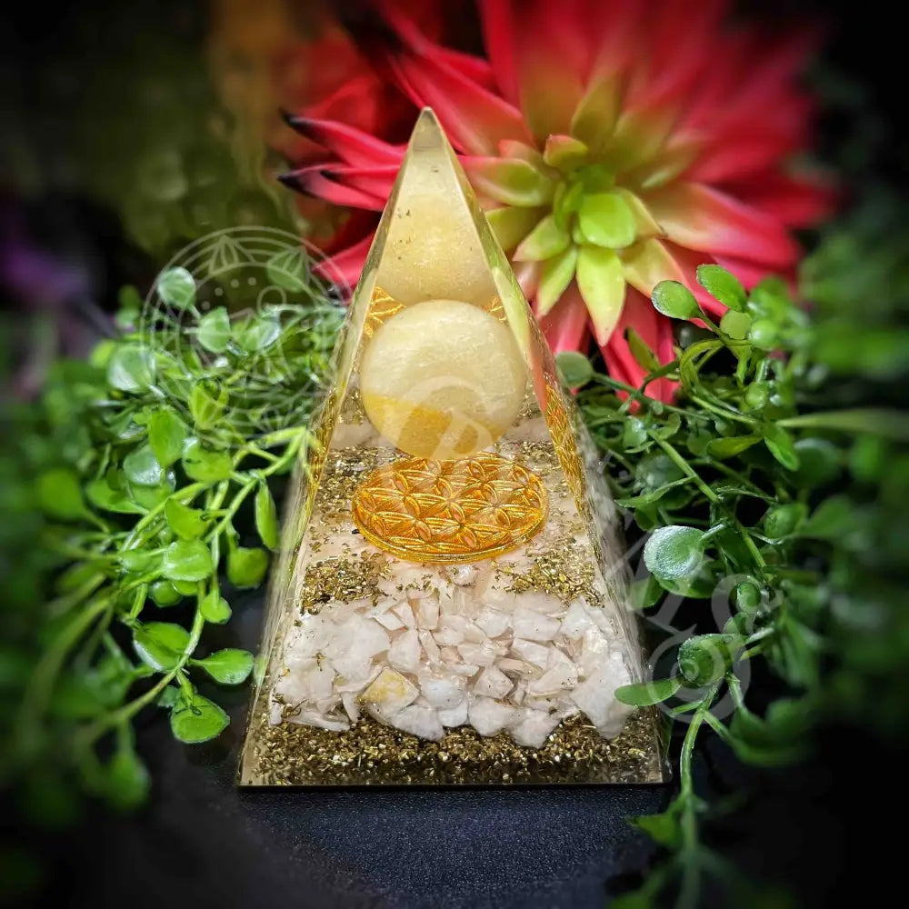 Orgonite Pyramids - Seed Of Life Multi Choice V053-Sol-Moonstone-Moonstone Crystals