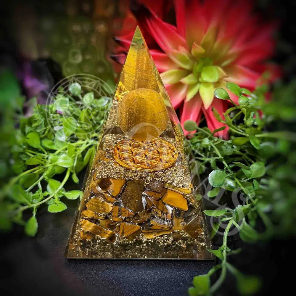 Orgonite Pyramids - Seed Of Life Multi Choice V057-Sol-Tiger Eye-Tiger Eye Crystals