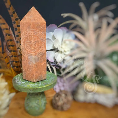 Tower Point Obelisk - Peach Moonstone 4.0 7.8 C 4.75 Crystals