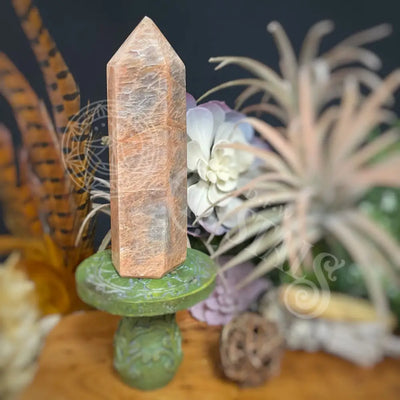 Tower Point Obelisk - Peach Moonstone 4.0 7.8 F 5.25 Crystals