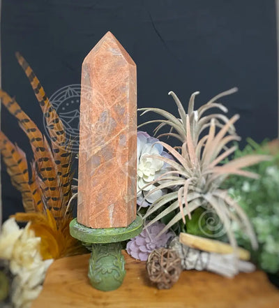 Peach Moonstone - 4.0’ 7.8’ Tower Point Obelisk H 7.80 Crystals