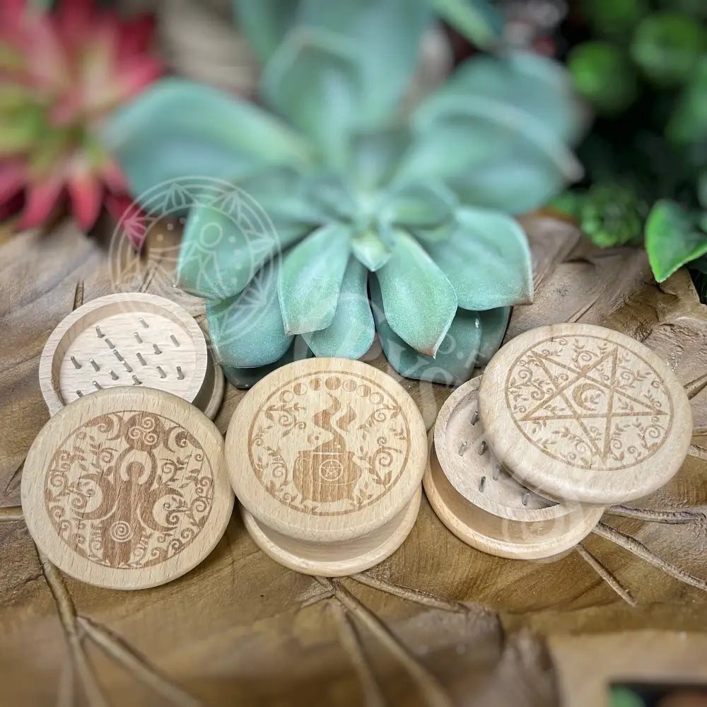 Herb Grinder - Wood Pentacle 2.5