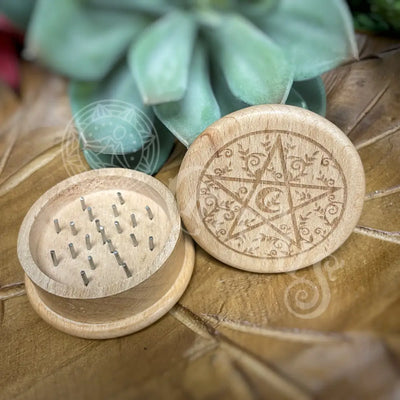 Herb Grinder - Wood Pentacle 2.5