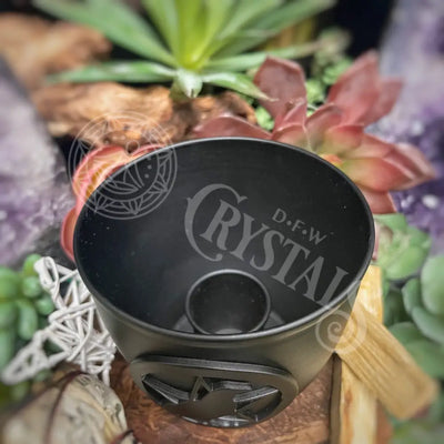 Smudge Pot - Metal Pentacle W/ Raven Small