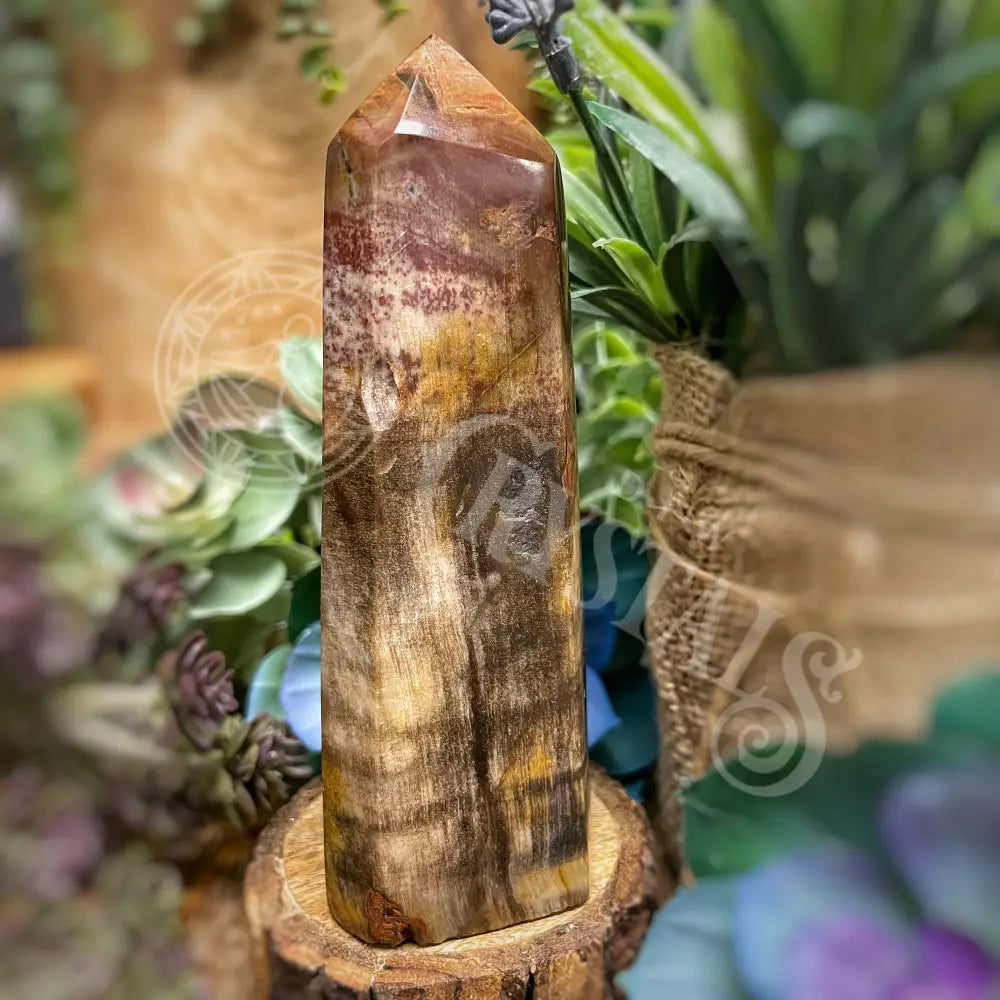 Tower Point Obelisk - Petrified / Fossilized Wood 3.7 4.75 H Crystals