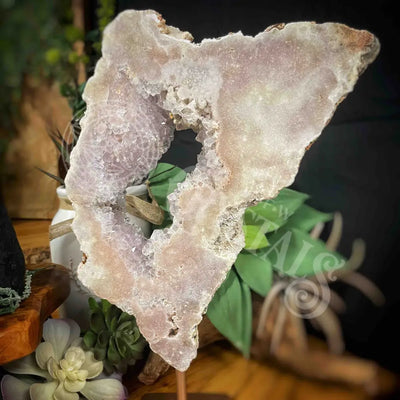 Free Form - Pink Amethyst On Stand 6.8’ X 0.8’ 9.8’ (W/ Height =12’) Crystals Freeform