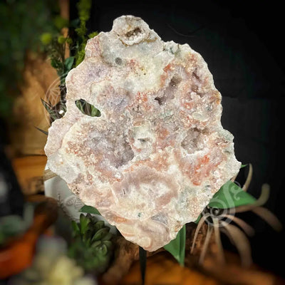 Free Form - Pink Amethyst On Stand 6.8’ X 1.2’ 8.6’ (W/ Height =12’) Crystals Freeform