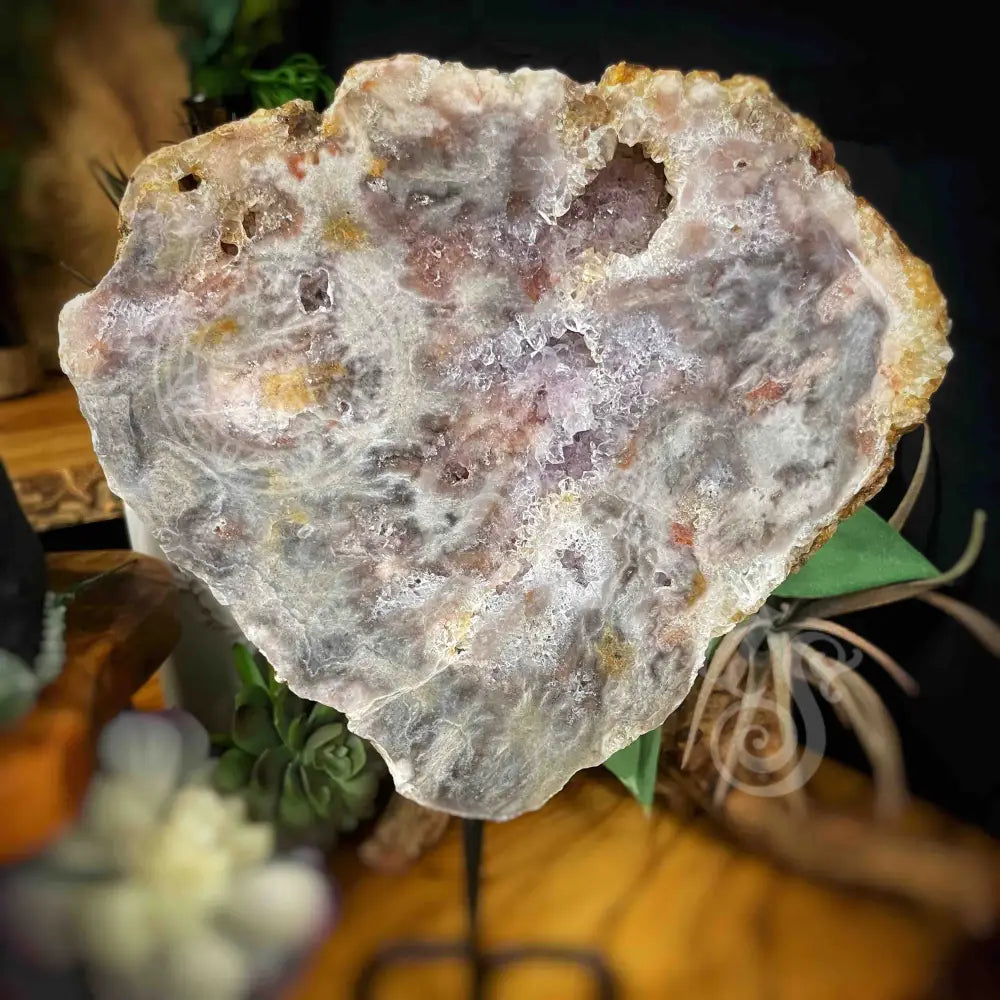 Free Form - Pink Amethyst On Stand 7.5’ X 0.8’ 6.8’ (W/ Height =10’) Crystals Freeform