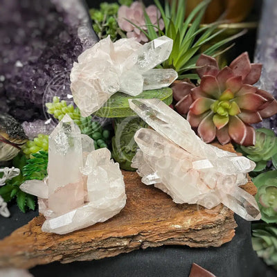 Pink Lemurian Quartz - 2.0 4.0 Crystals Cluster