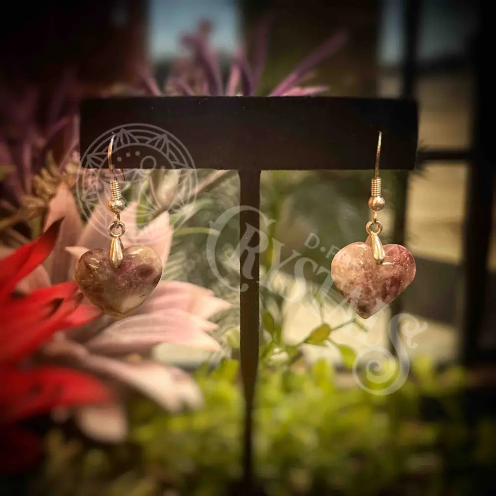 Pink Tourmaline - Heart Earrings Jewelry