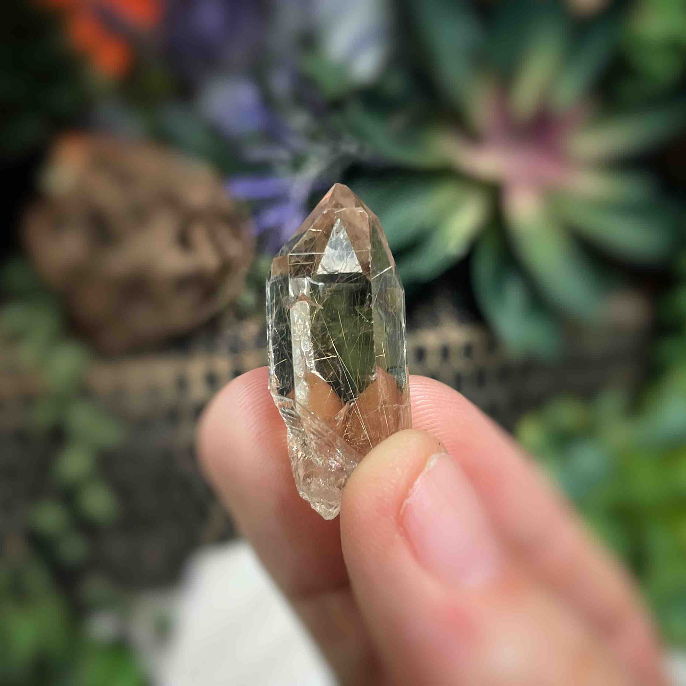 Rutilated Quartz -  Point - QQ537 - 0.5"x1.1"