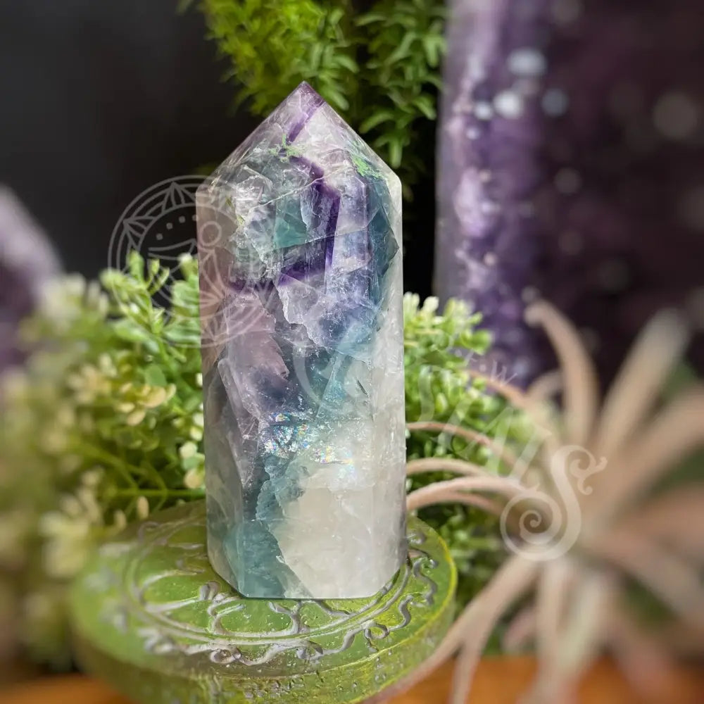 Tower Point Obelisk - Rainbow Fluorite 3.75 C Crystals