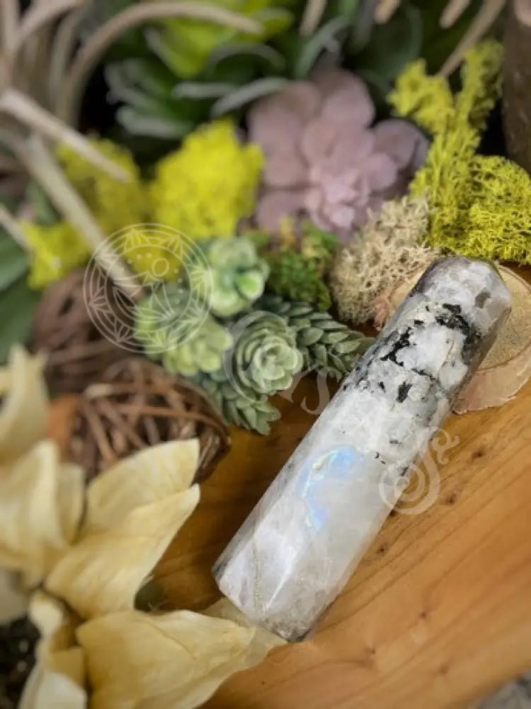 Tower Point Obelisk - Rainbow Moonstone 3.5 4 Crystals