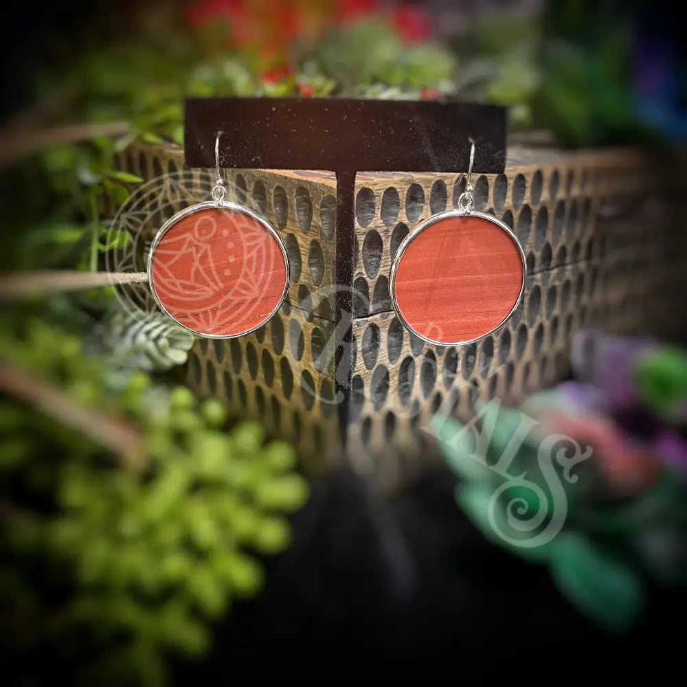 Red Jasper - Sterling Silver Flat Round Drop Earrings Jewelry