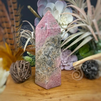 Tower Point Obelisk - Rhodonite 6 Sides A 4.75 Crystals