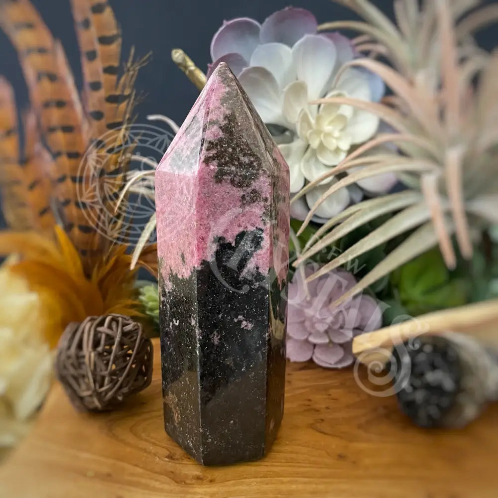 Tower Point Obelisk - Rhodonite 6 Sides B 5.5 Crystals