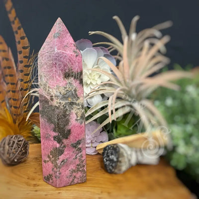 Tower Point Obelisk - Rhodonite 6 Sides D 7.5 Crystals