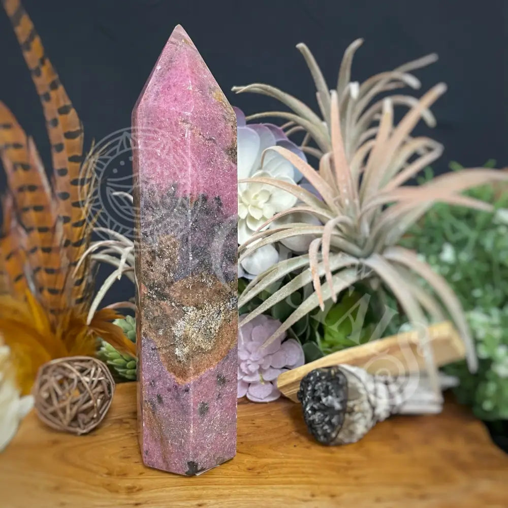 Tower Point Obelisk - Rhodonite 6 Sides E 7.75 Crystals