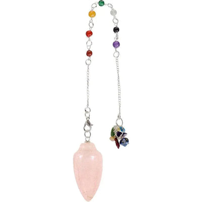 Pendulum - Rose Quartz Curved With Chakra Beads Meditation Self Care