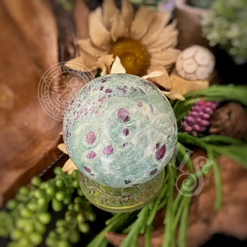 Sphere - Ruby Fuchsite 2.9 3.7 D Crystals Tumbled