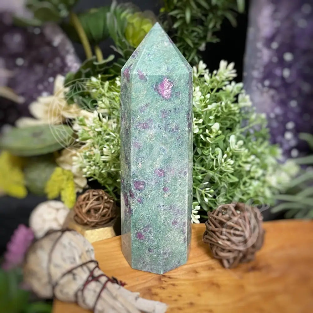 Tower Point Obelisk - Ruby Fuchsite 5.5 6.0 A Crystals Tumbled