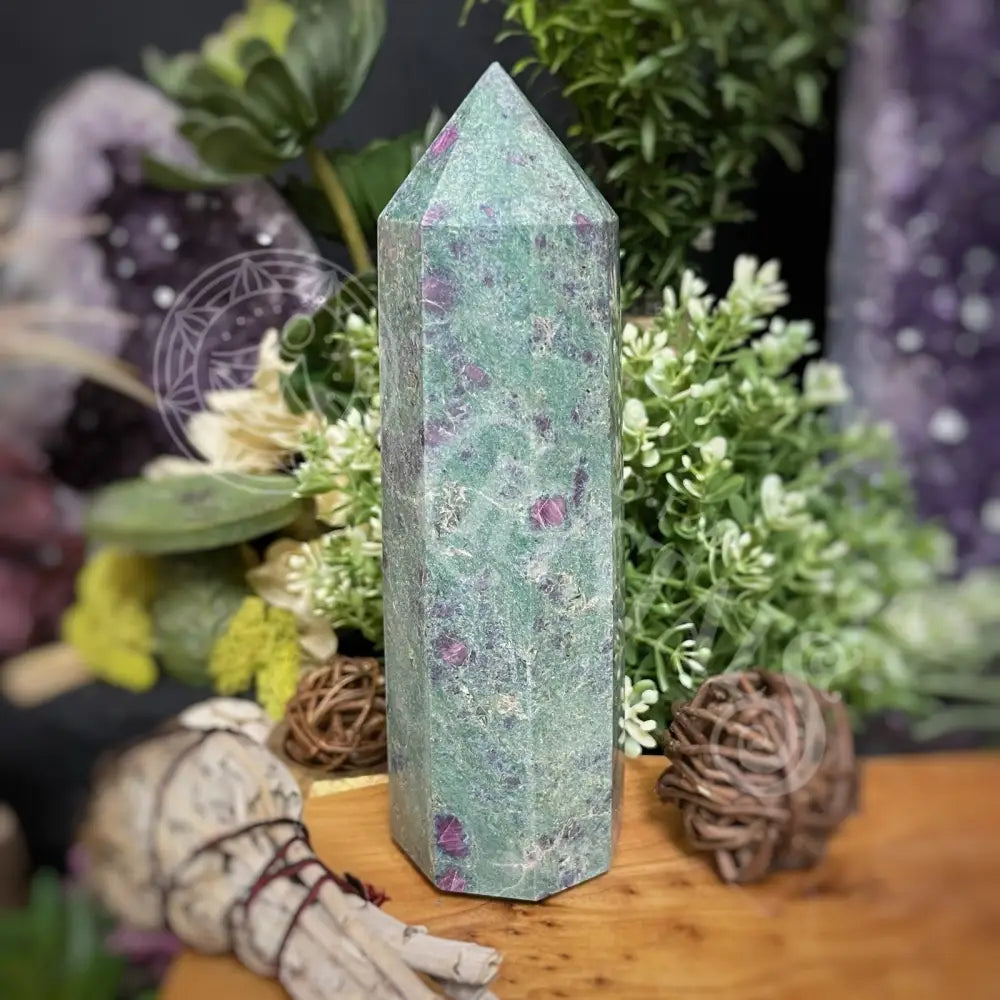 Tower Point Obelisk - Ruby Fuchsite 5.5 6.0 B Crystals Tumbled