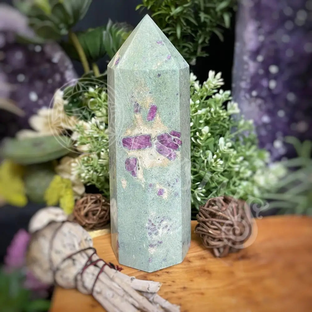 Tower Point Obelisk - Ruby Fuchsite 5.5 6.0 E Crystals Tumbled