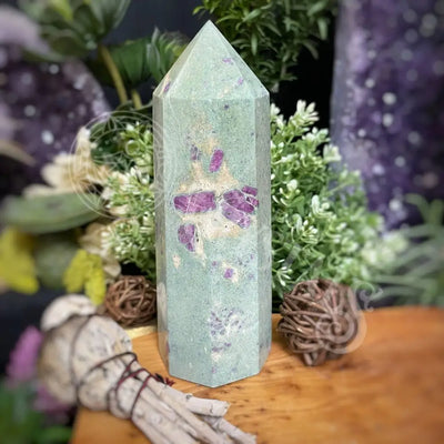 Tower Point Obelisk - Ruby Fuchsite 5.5 6.0 E Crystals Tumbled