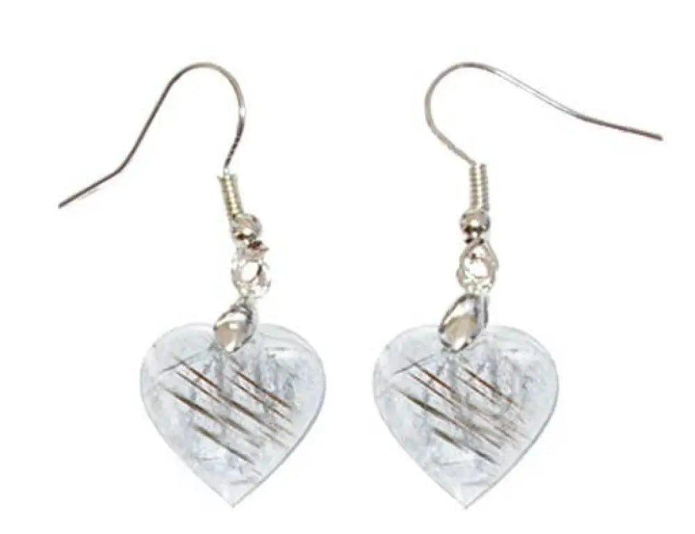 Rutilated Inclusion Quartz - Heart Earrings Jewelry