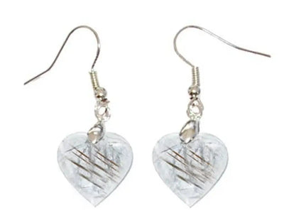 Rutilated Inclusion Quartz - Heart Earrings Jewelry