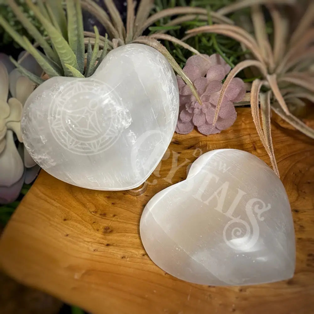 Heart Puffy Top / Flat Back - Selenite 3.9 Crystals