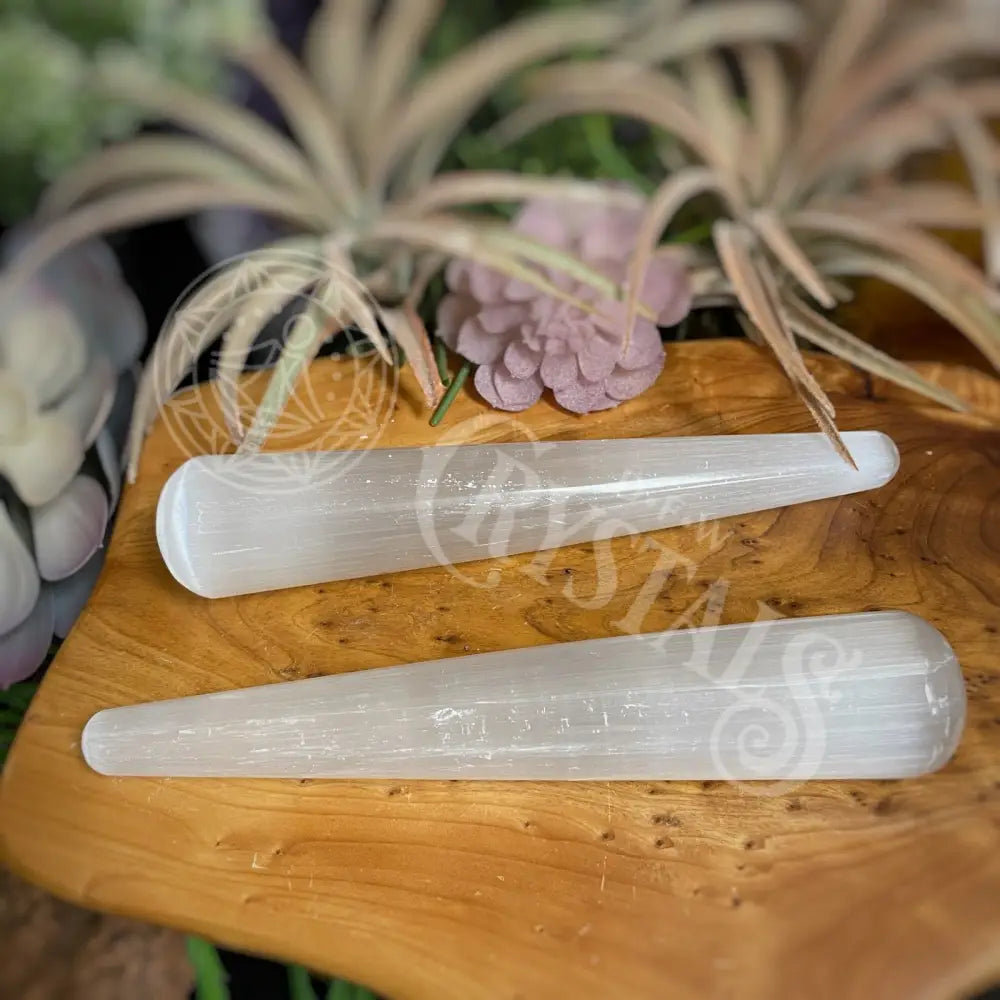 Wand - Tapered W/ Rounded Ends Selenite 7.8 Crystals