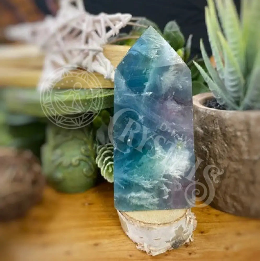 Tower Point Obelisk - Snowflake Fluorite Multi Size 3.5 4.0 Crystals