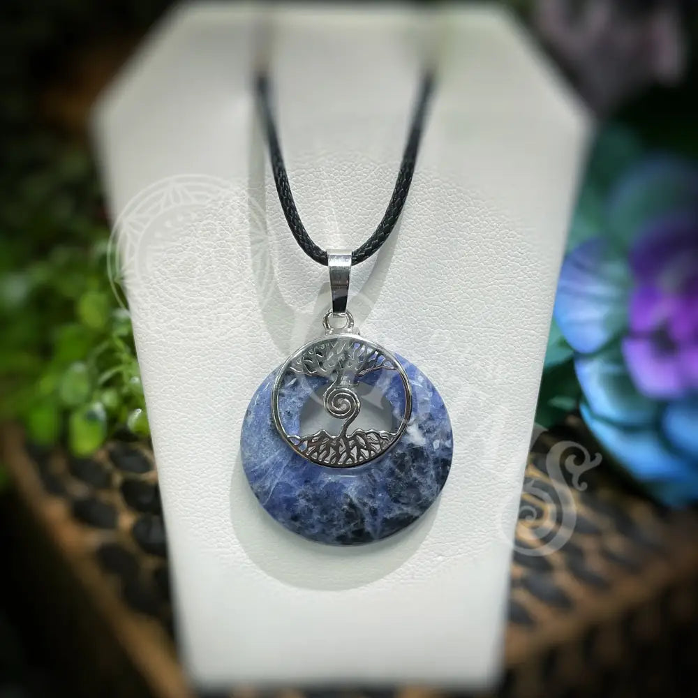 Sodalite With Tree Of Life - Necklace Jewelry Pendant