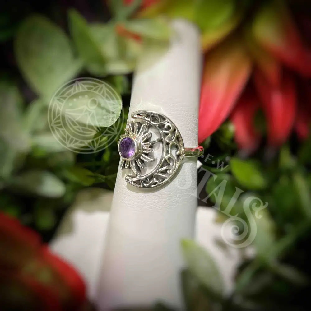 Sun And Moon W/ Amethyst - Multiple Sizes Ring Jewelry