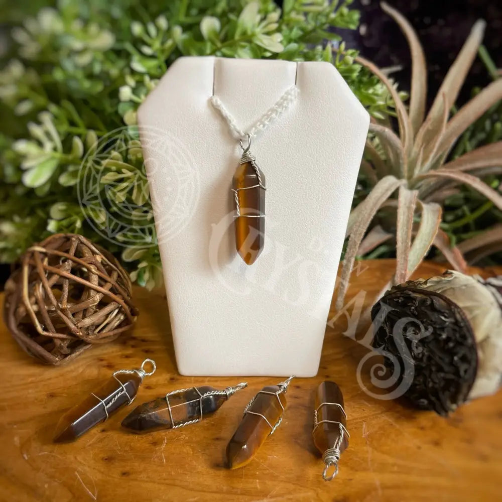 Pendant - Wire Wrapped Points Tiger Eye Jewelry