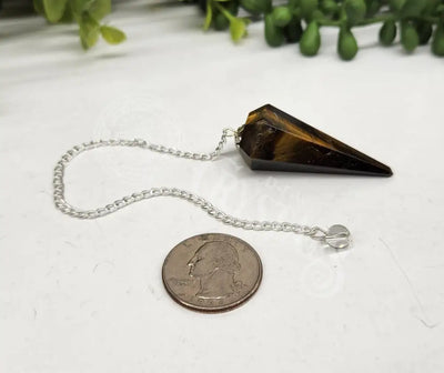 Yellow Tiger Eye Semi-Precious Gemstone Pendulum Meditation - Self Care