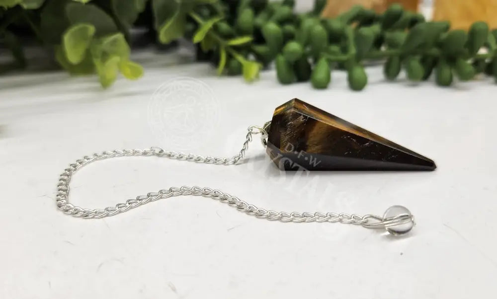 Yellow Tiger Eye Semi-Precious Gemstone Pendulum Meditation - Self Care